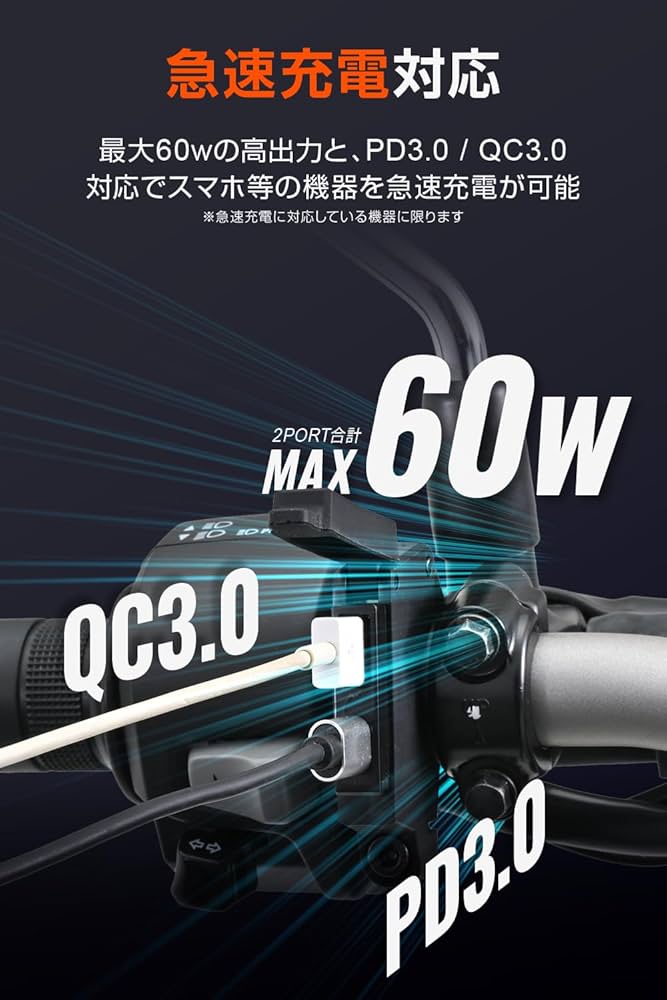 おまとめ価格です。 ありがとうございます バイク専用電源 スレンダーUSB Type-A+Type-C（QC3.0/PD3.0